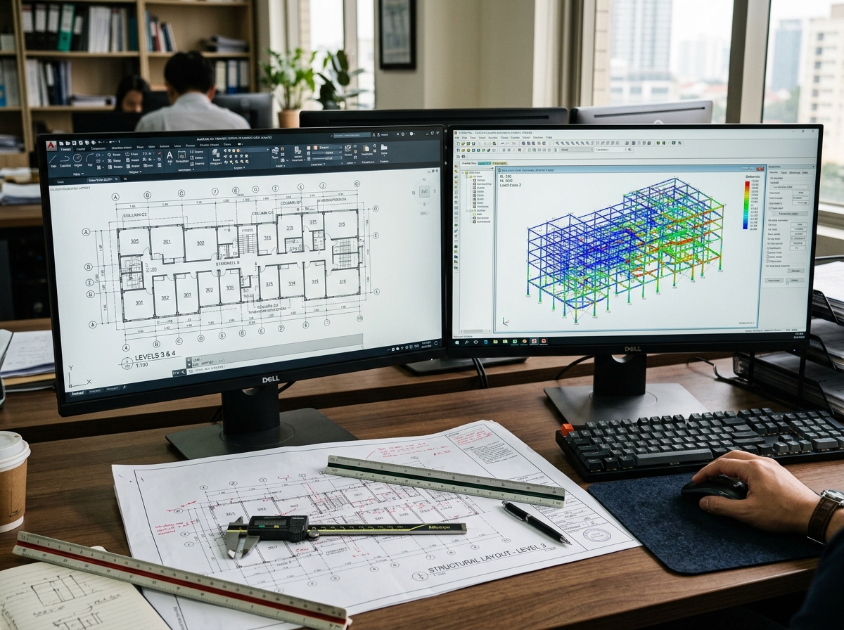 Municipal Naksa blueprint drafting on CAD workstation