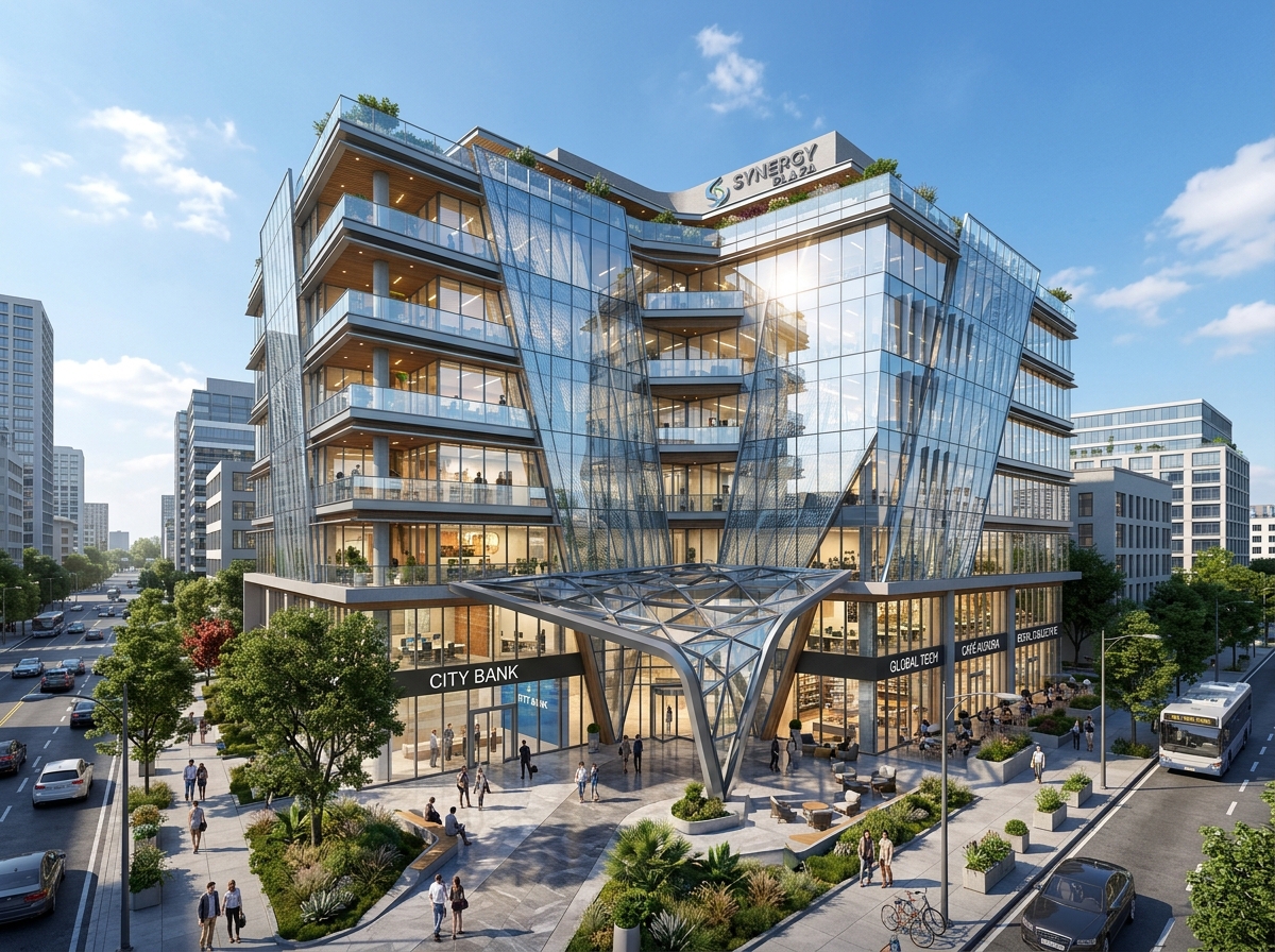 Modern 6-Storey Commercial Complex Architectural 3D Model